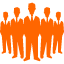 横一列に5人並ぶオレンジ色の中小企業診断士