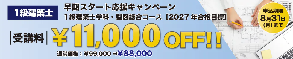 スタディング 1級建築士 早期スタート応援キャンペーン